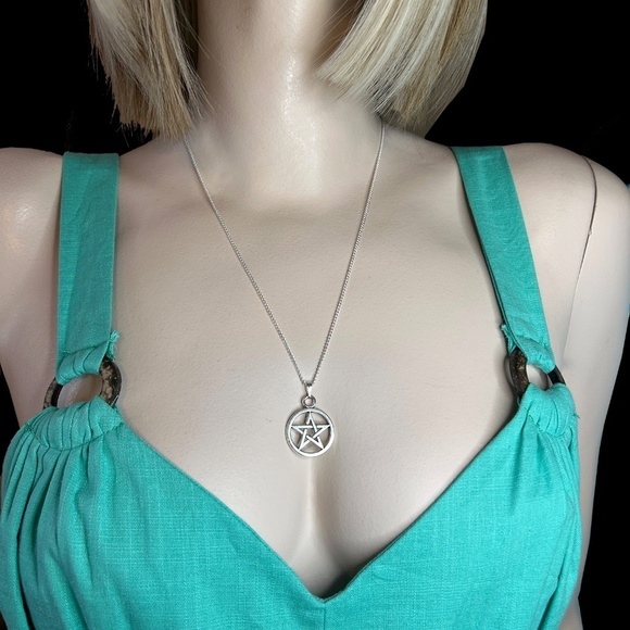 Hand Crafted Pentagram Necklace Silver Plate 20β Chain with Pendant NIP - Picture 5 of 7